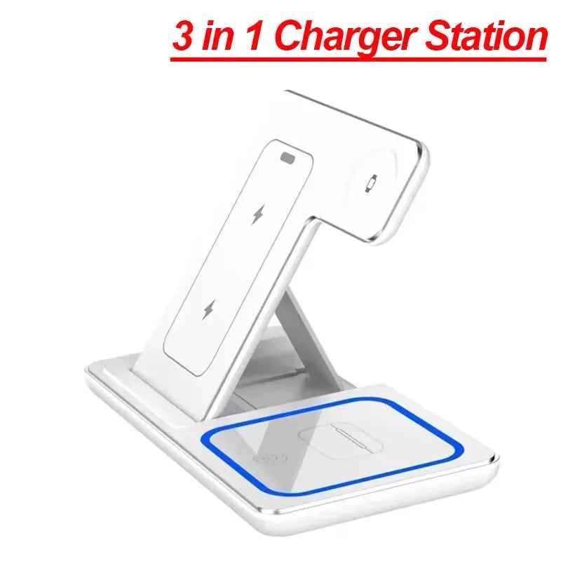 3 in 1 Foldable Wireless Charging Station – iPhone 12-17 Apple Watch AirPods