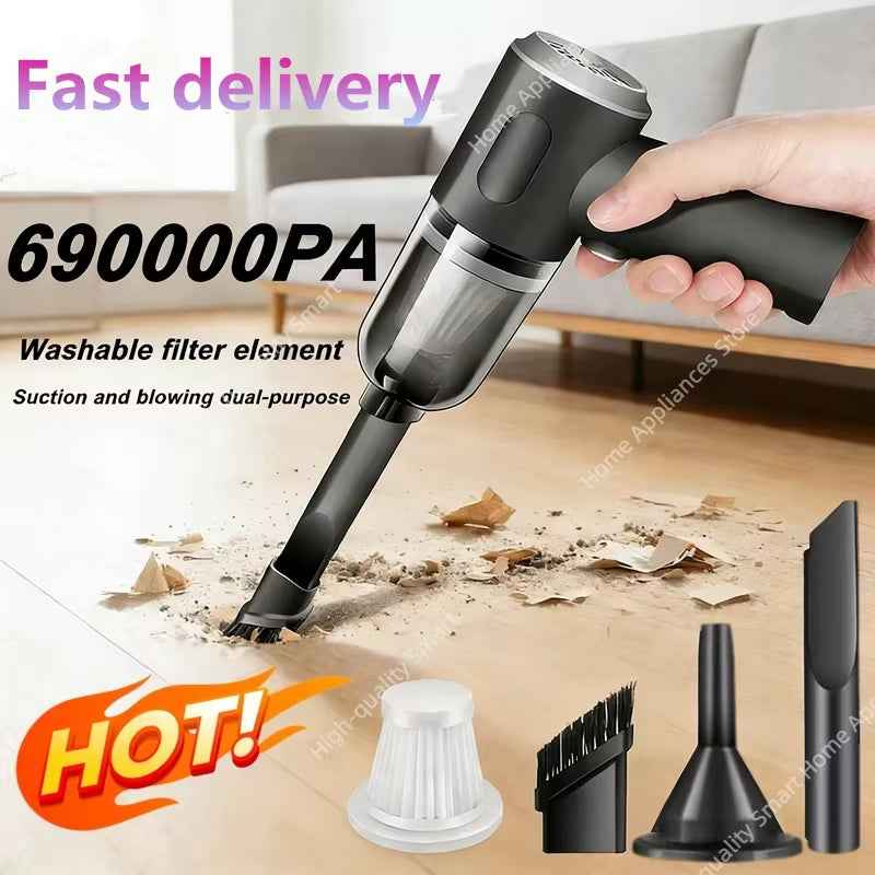 690000Pa Wireless Car Vacuum Cleaner – Wet & Dry Cordless