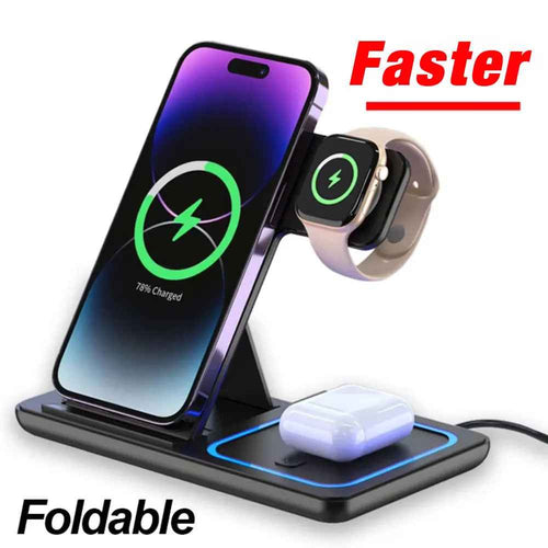 3 in 1 Foldable Wireless Charging Station – iPhone 12-17 Apple Watch AirPods