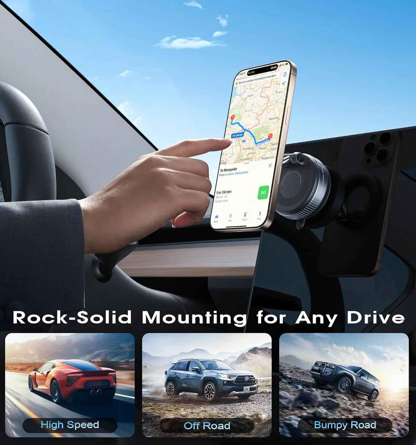 Folding Strong Magnet Magnetic Phone Holder 360° Rotation Desk Car Vacuum Suction Windshield Dashboard Mobile Holder